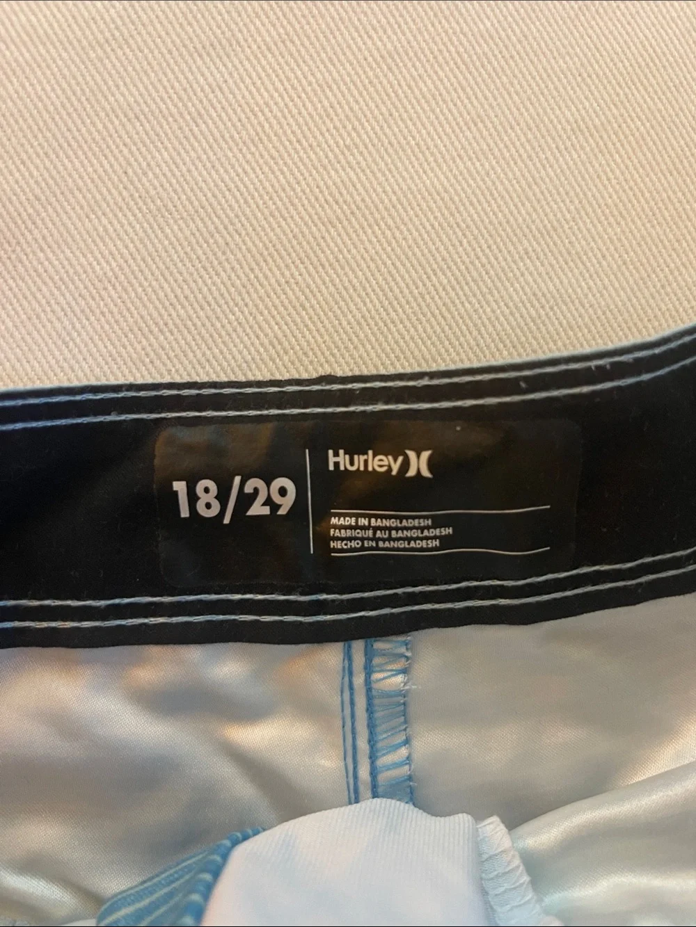 Hurley Blue Board Shorts with Yellow Stripe Accents Size 18/29